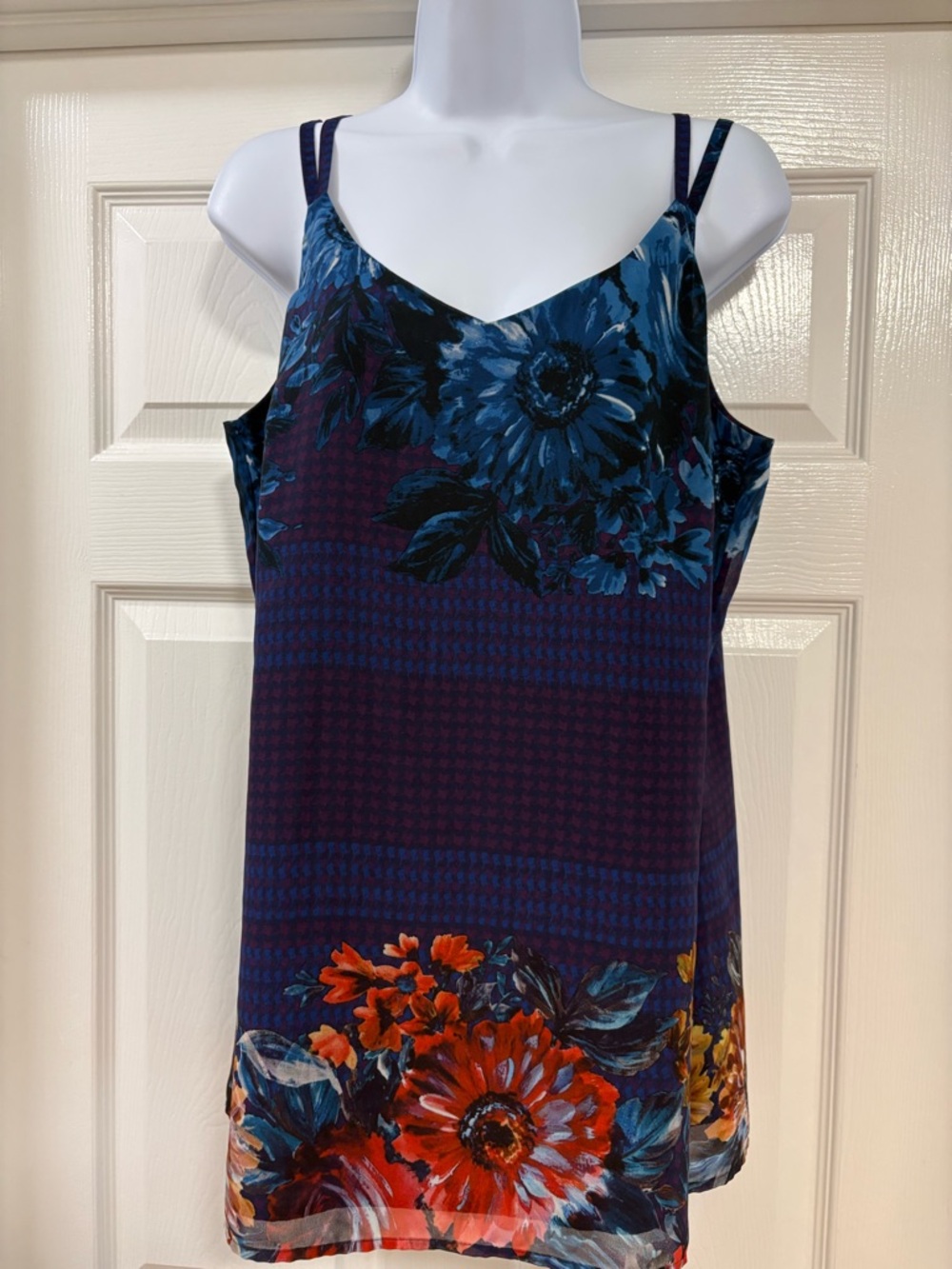 Cabi Artist Floral Cami Tank Top, a V-neck, double spaghetti straps